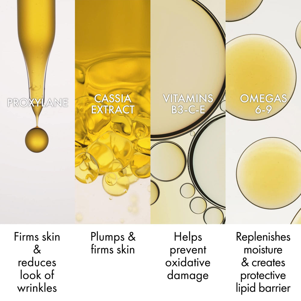 Texture swirl of Neovadiol Serum on the skin surface