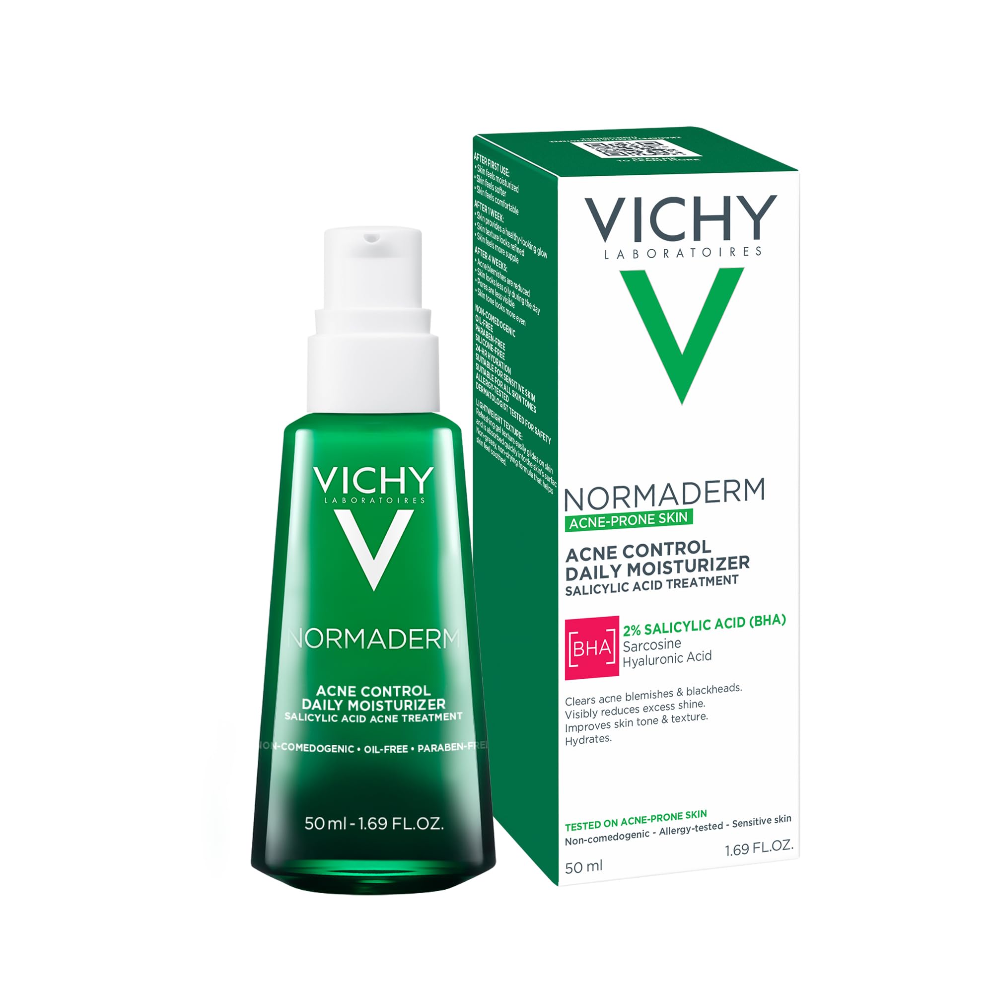Blemish close-up context with Vichy Normaderm targeting visible spots.