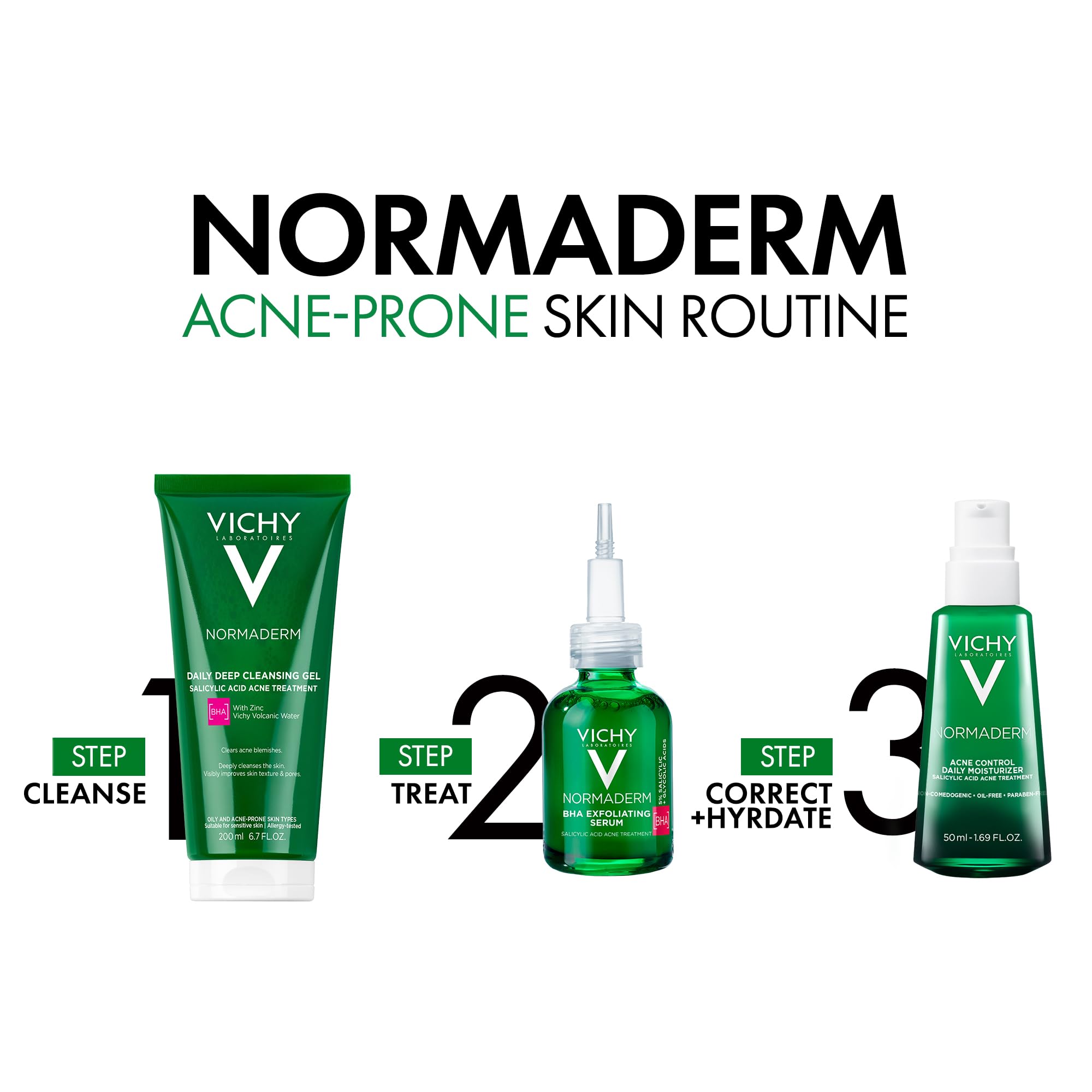 Vitamin C note in Vichy Normaderm for brightening support.