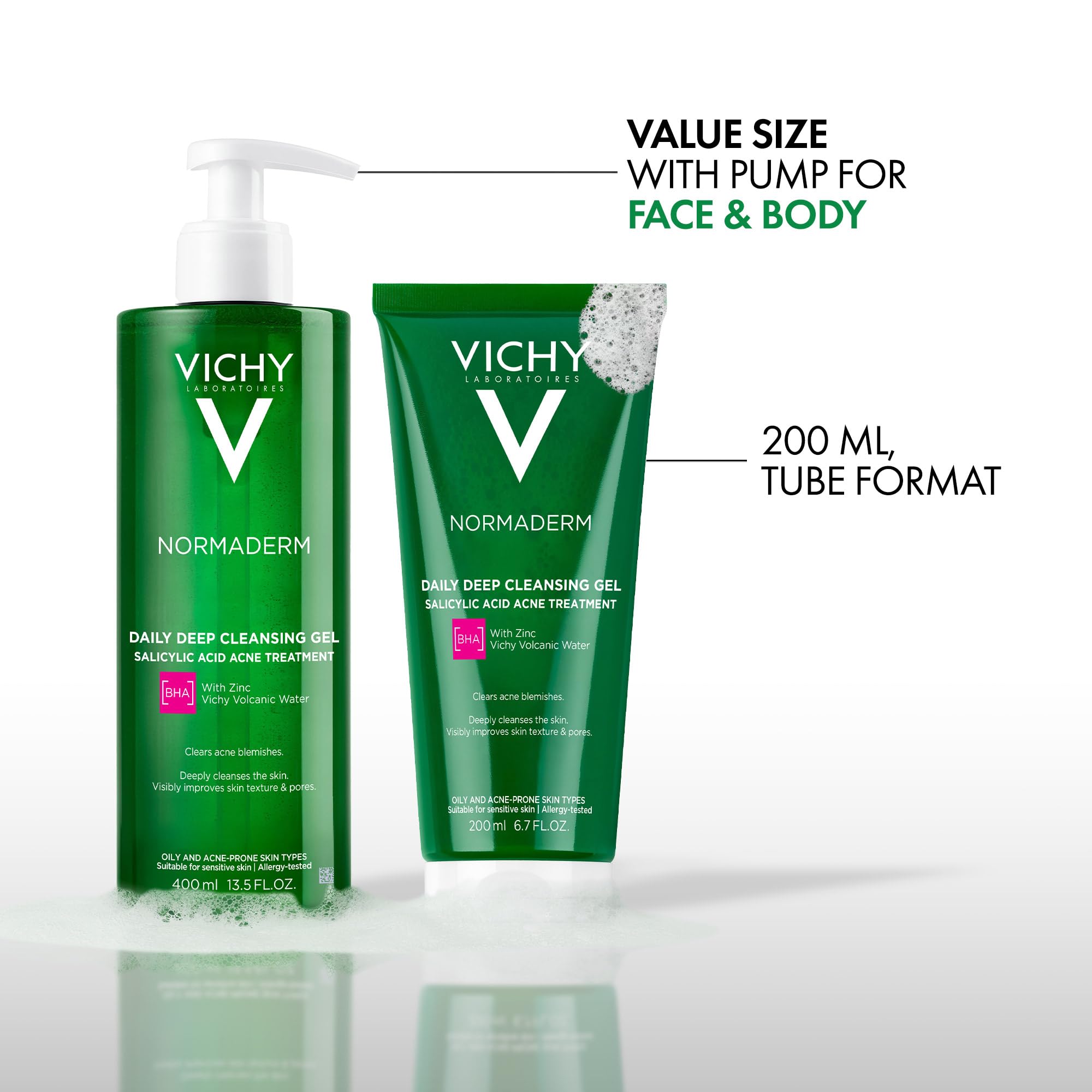 Oil-free formula label on VICHY Normaderm product packaging.
