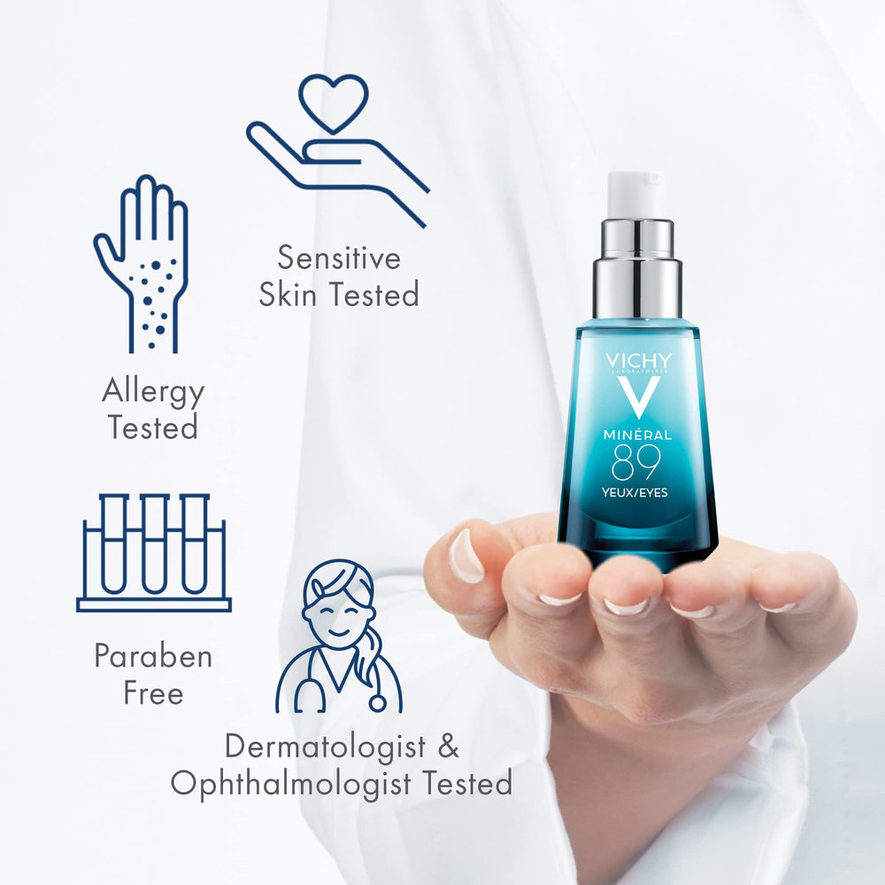 Puffiness reduction around the eyes with Vichy caffeine serum