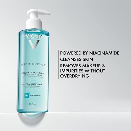 Close-up of VICHY Pureté Thermale gel texture for effortless cleansing.