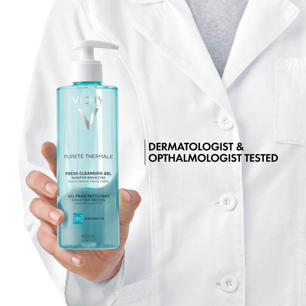 VICHY Volcanic Water boosts moisture barrier during cleansing.