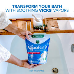 Vicks VapoBath aromas de eucalipto y mentol para una experiencia aromática.