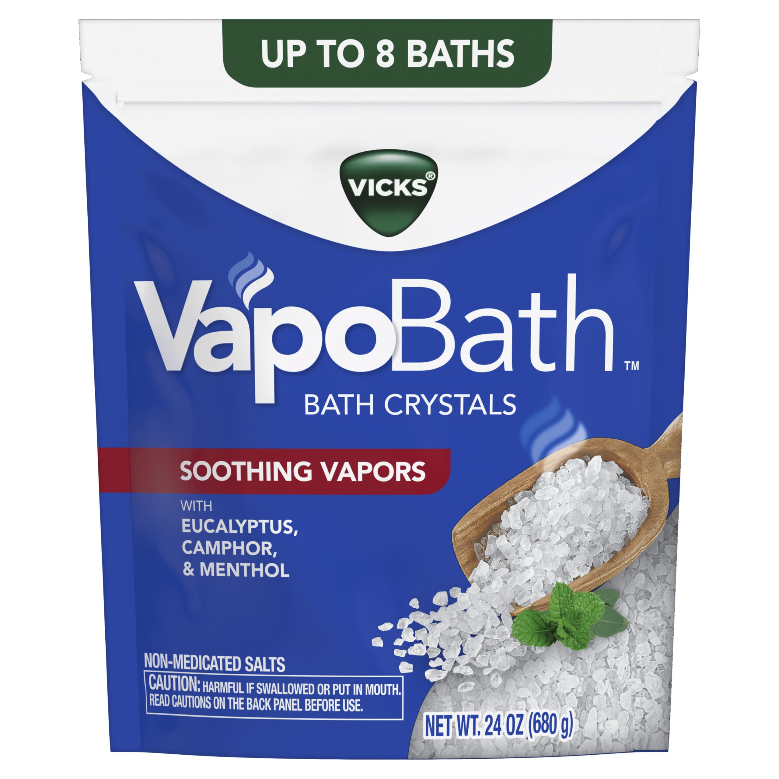 Vicks VapoBath cristales relajantes para baño que calman y tranquilizan.