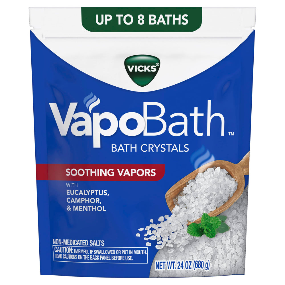 Vicks VapoBath cristales relajantes para baño que calman y tranquilizan.