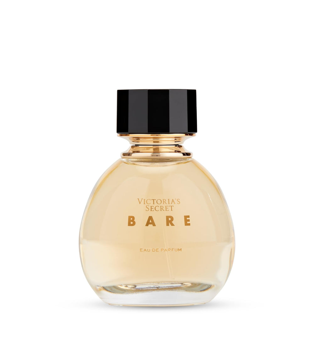 Victoria's Secret Bare bottle front view, premium woody floral scent for daily elegance