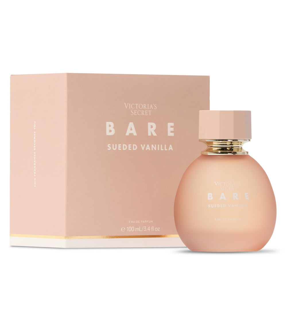 Victoria's Secret Bare Sueded Vanilla bottle shining with creamy vanilla-woody aura for daily wear.