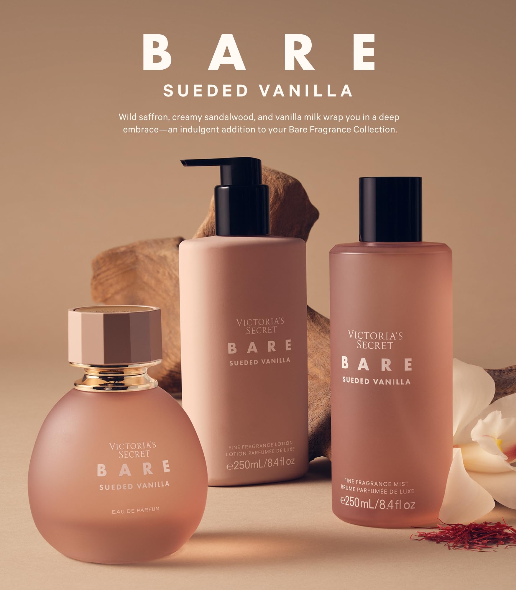 Victoria's Secret Bare Sueded Vanilla cap detail highlights refined luxury at a glance.
