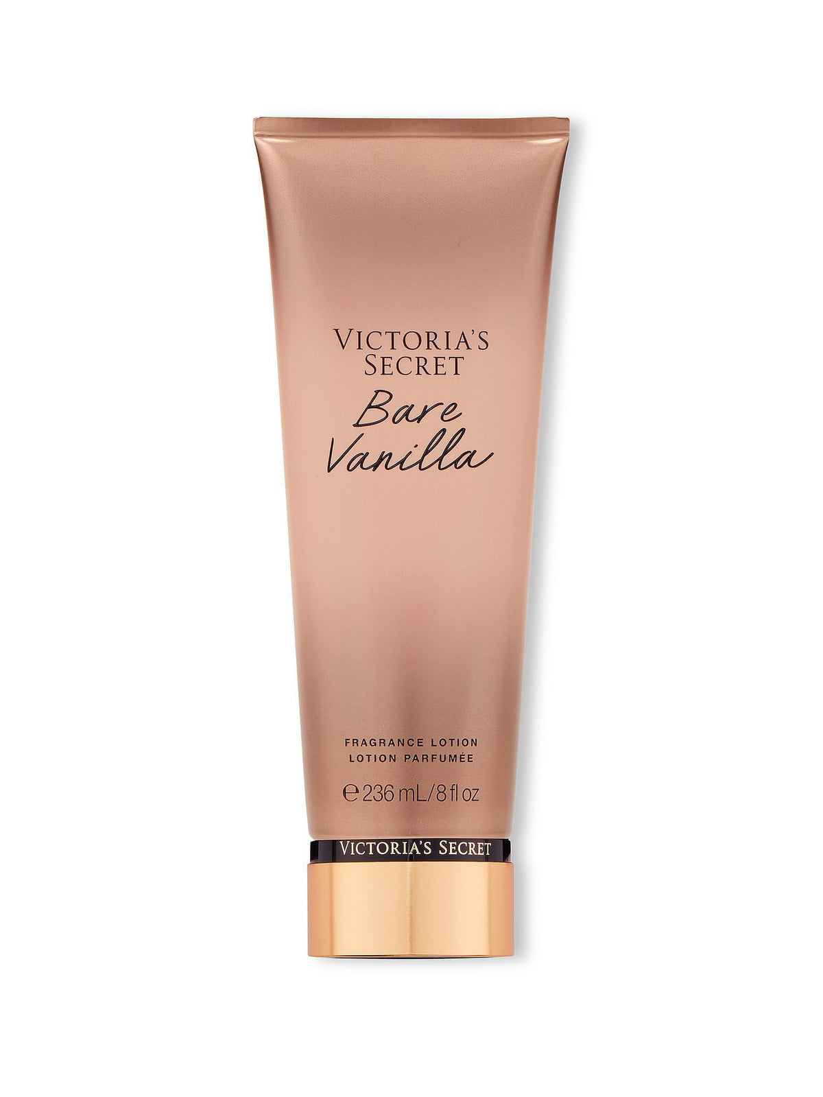 Victoria's Secret Bare Vanilla: botella de loción nutritiva para manos y cuerpo con aroma cálido.