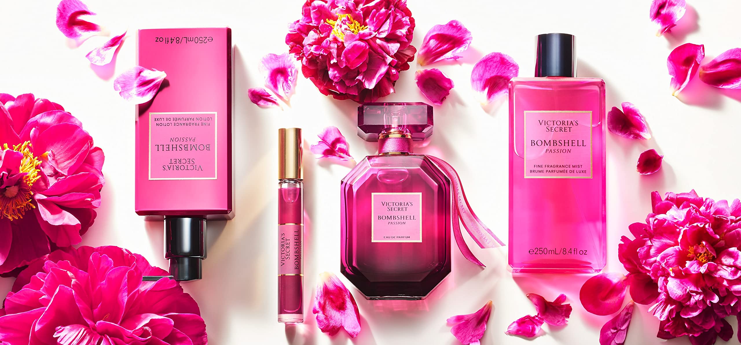 Victoria's Secret Bombshell Passion mist label emphasizes branding and long-lasting allure.