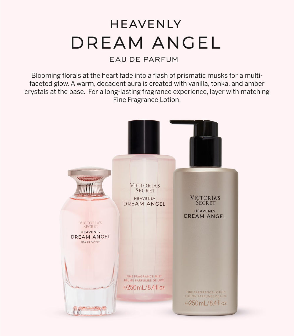 Dream Angel Mist highlights amber jasmine notes for a warm glow.