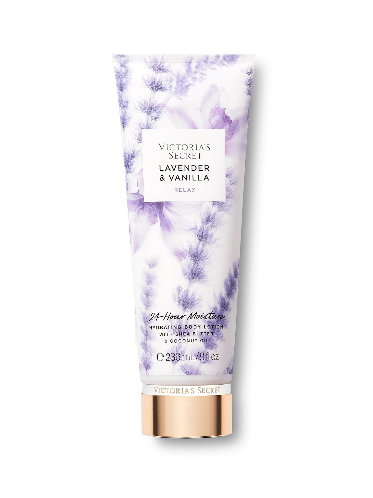 Loción corporal de Victoria's Secret Lavanda y Vainilla, botella visible para uso diario