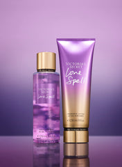 Victoria's Secret Love Spell Nourishing Lotion jar providing hydration and smooth skin.