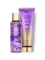 Victoria's Secret Love Spell Mist bottle with fruity-floral fragrance for daily wear.