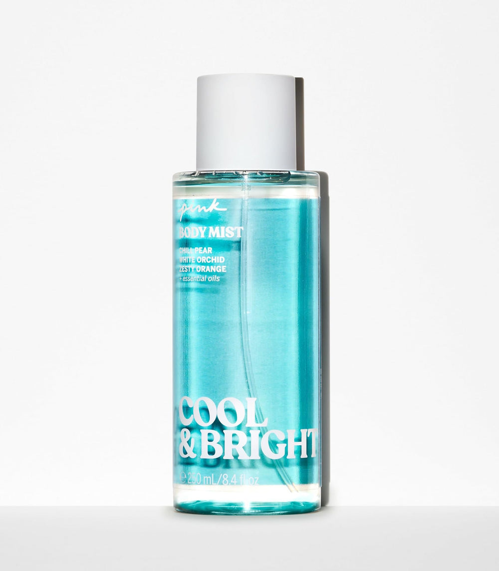 Victoria's Secret Pink Cool and Bright mist spritz for quick refresh.