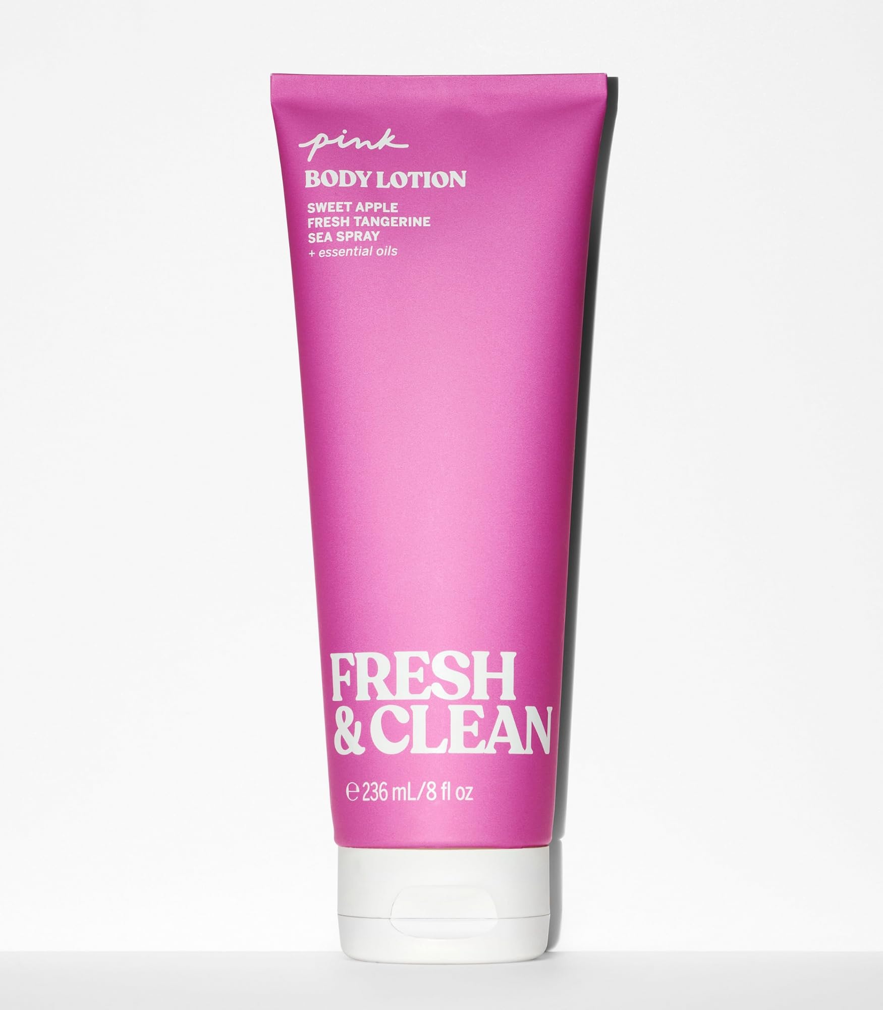 Victoria's Secret Pink Fresh & Clean back label notes vegan and dye-free formula.