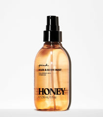 Victoria's Secret PINK Honey mist close-up shows feather-light spray.