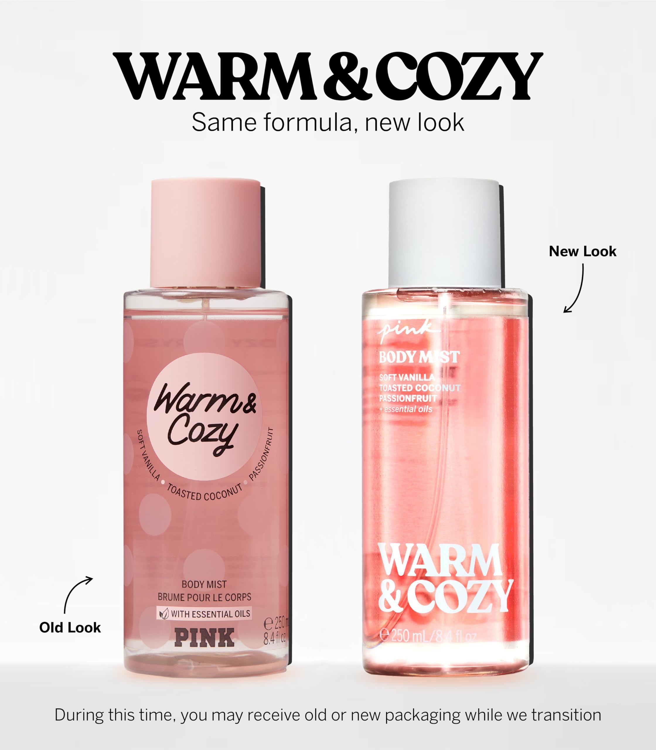Victoria's Secret Pink Warm & Cozy cruelty-free label indicating no animal testing.