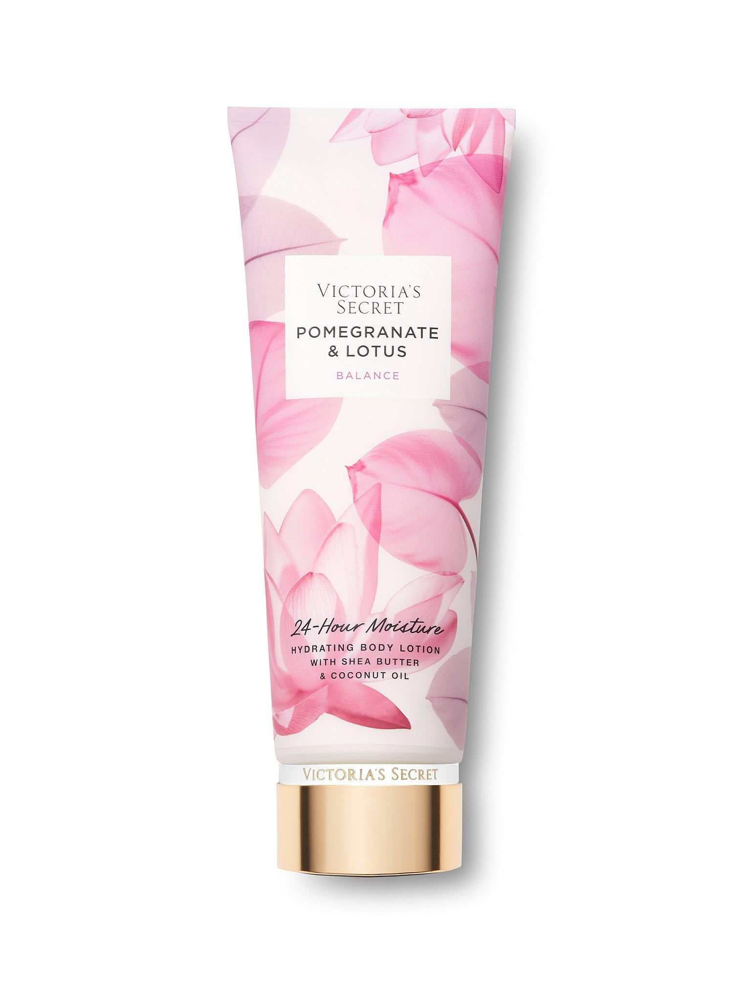 Botella de Victoria's Secret Pomegranate & Lotus, hidratante para piel suave.