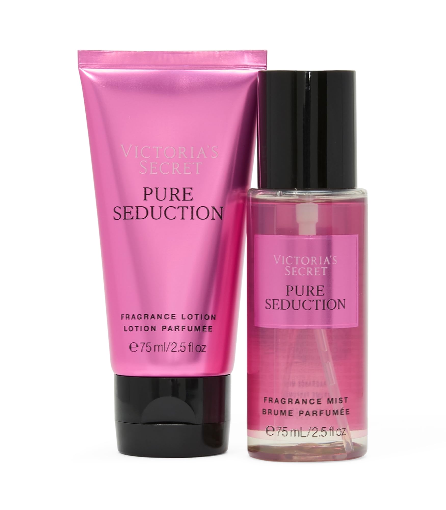 Victoria's Secret Pure Seduction fragrance mist bottle, showcasing a sunny fruity aroma.