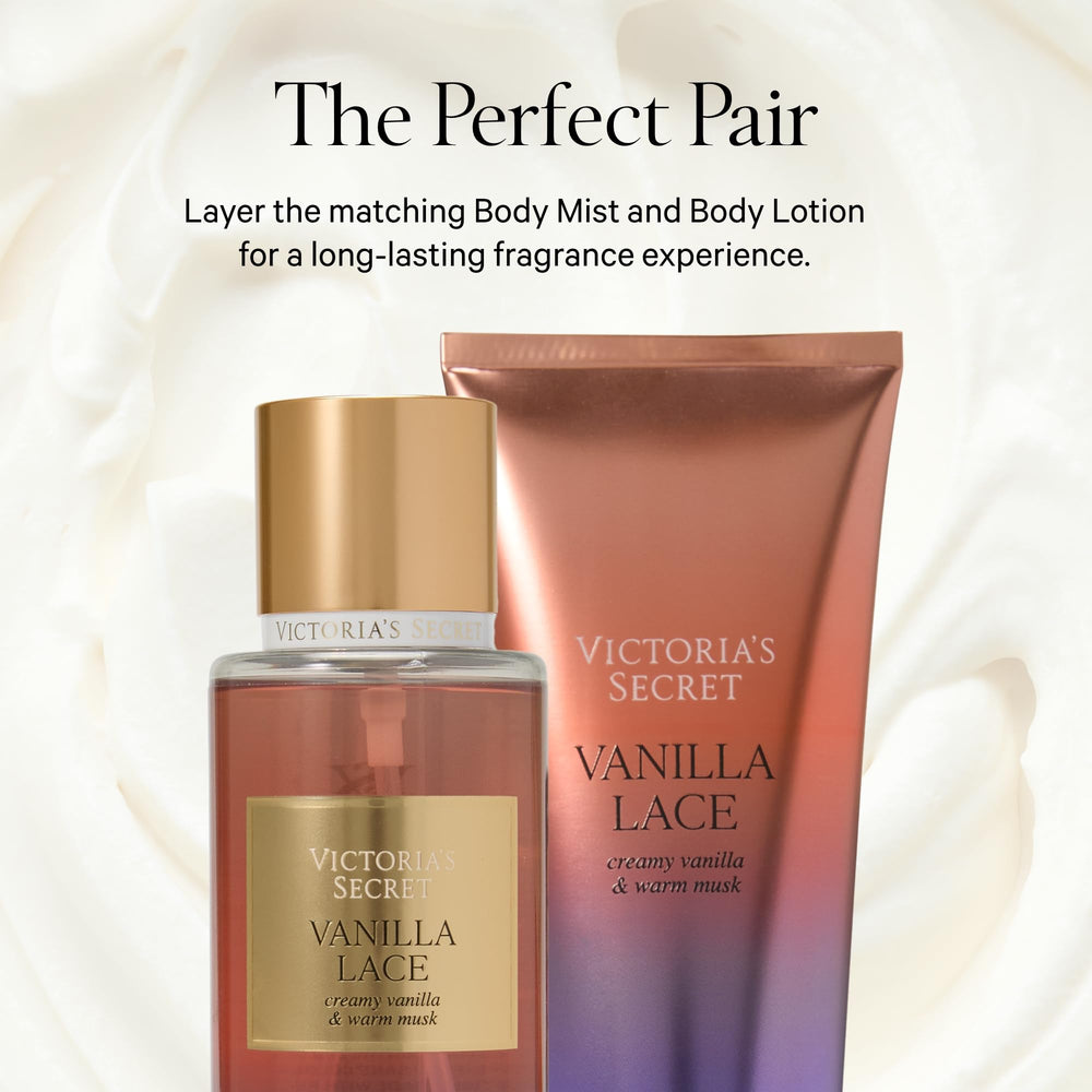 Lifestyle shot of Vanilla Lace mist for everyday scent routine