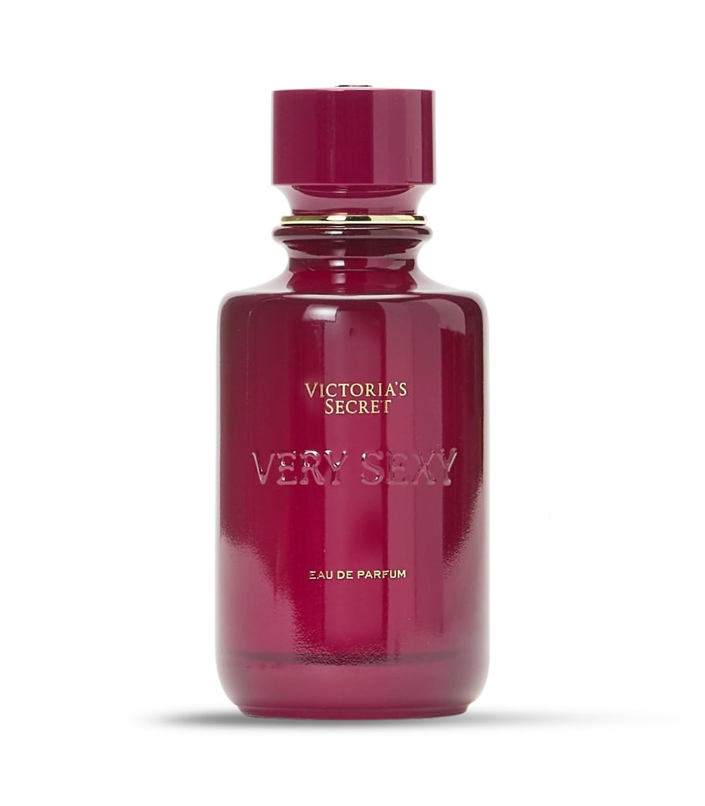 Victoria's Secret Very Sexy bottle close-up with label detail highlights premium fragrance