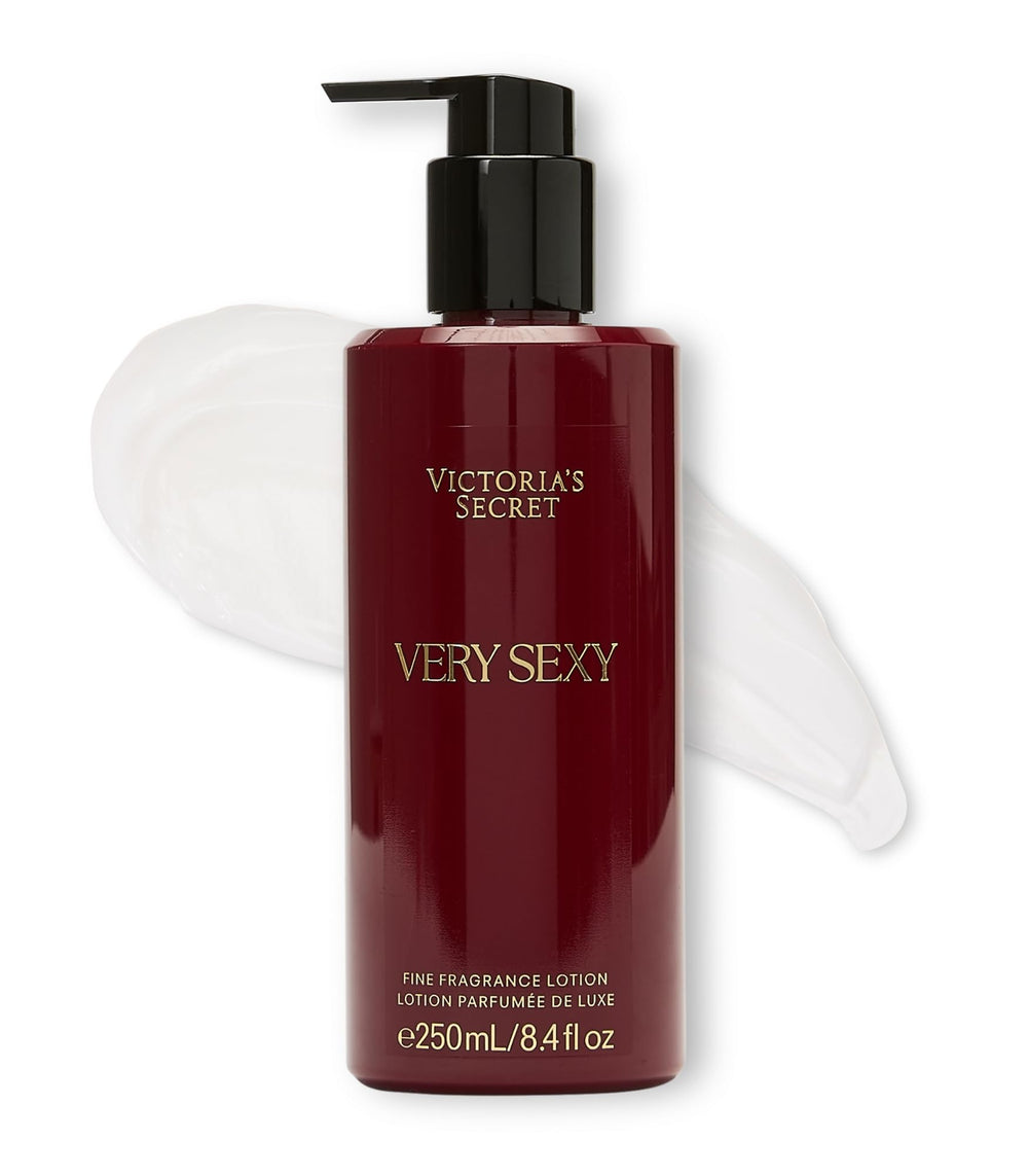 Victoria's Secret Very Sexy loción perfumada, frente de la botella, aroma duradero para el día.