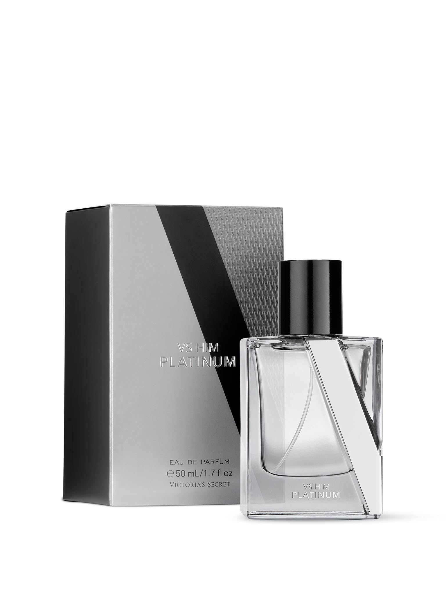 Victoria's Secret VS Him Platinum bottle—sleek design for confident evenings.