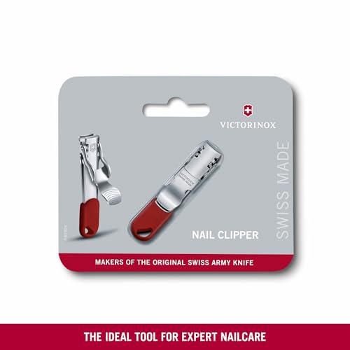 Ergonomic grip on Victorinox nail clipper delivers comfortable control.