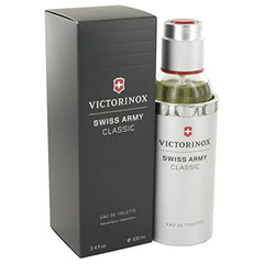 Victorinox Swiss Army Classic fragrance bottle resting on a clean surface, timeless elegance for everyday wear.