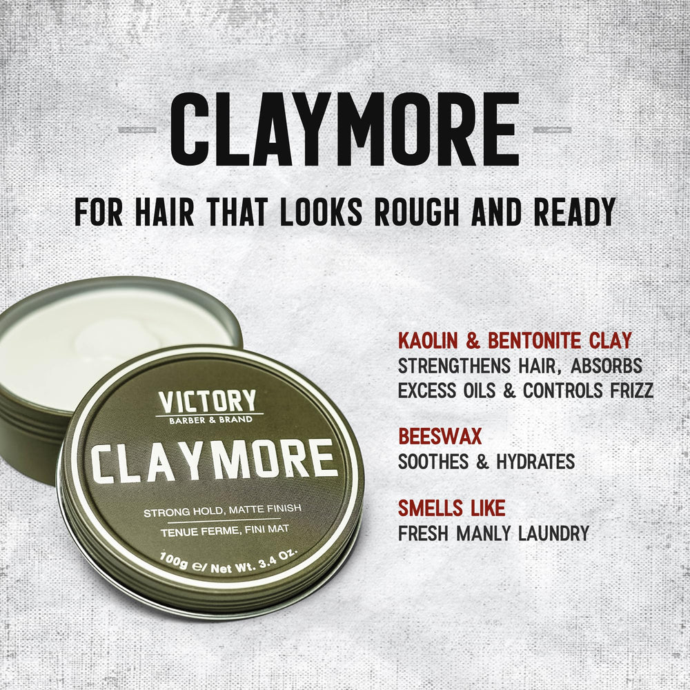 Victory Claymore jar close-up reveals beeswax blend for durable hold.