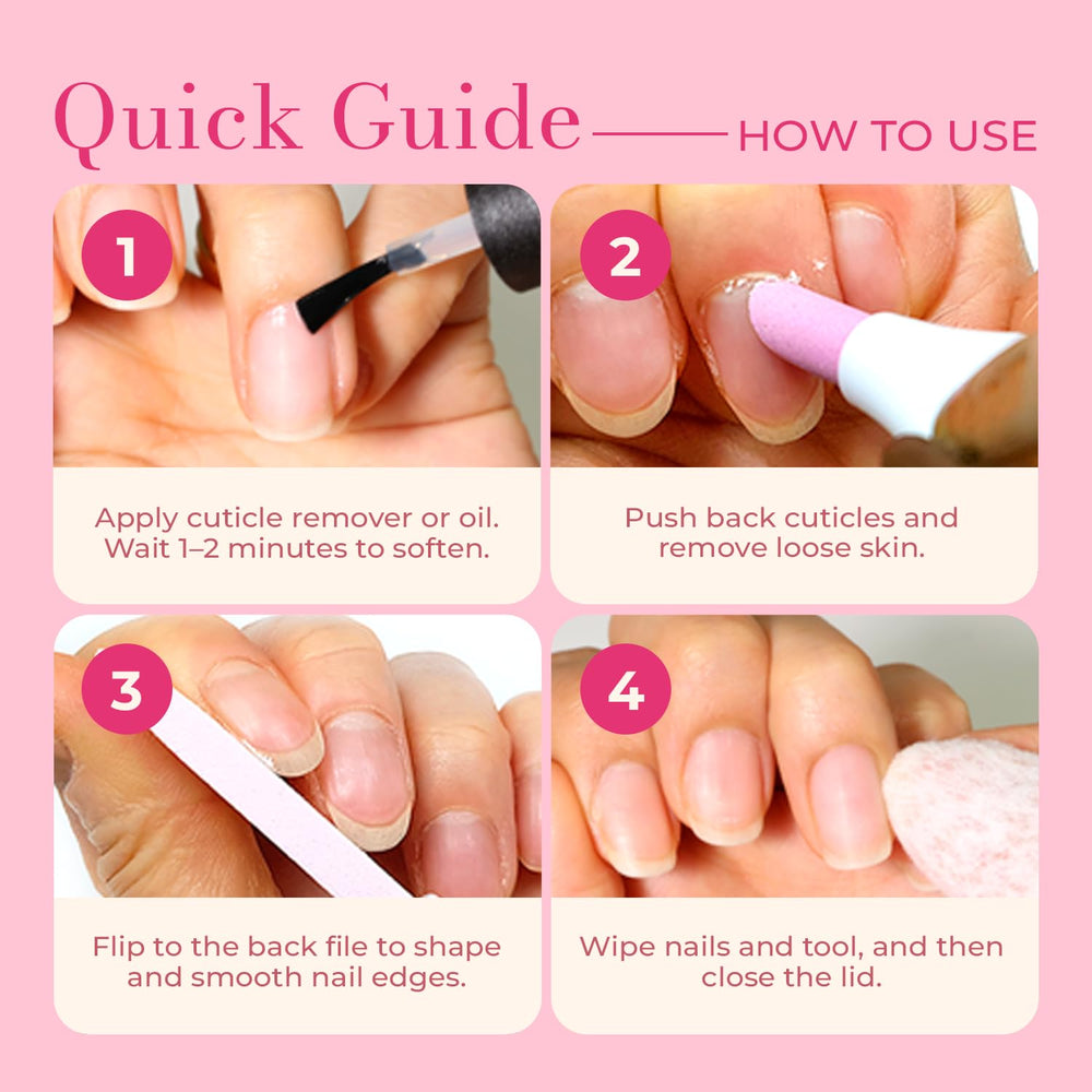 VICTORY NAIL Pen-size 5.2-inch tool fits purse for on-the-go care.