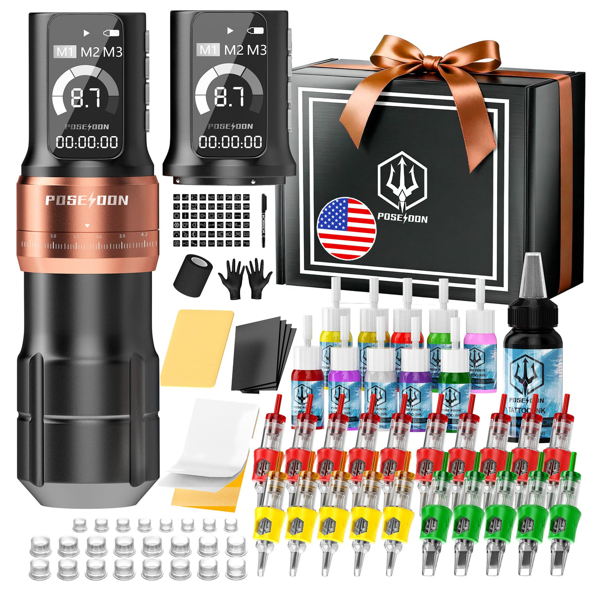 Vidattx Poseidon tattoo pen with LED display enables precise control.