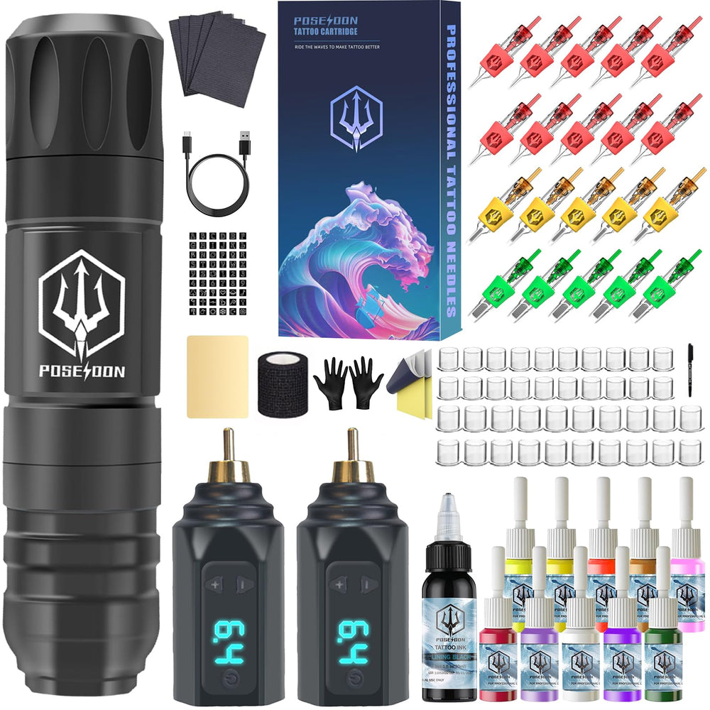 Vidattx Poseidon tattoo pen with ergonomic grip for precise line work.