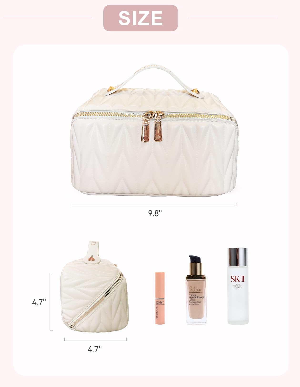 VIDIBESTY Travel Makeup Bag flat-open design for quick view