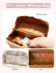 VIDIBESTY Travel Makeup Bag PU leather surface resists wear