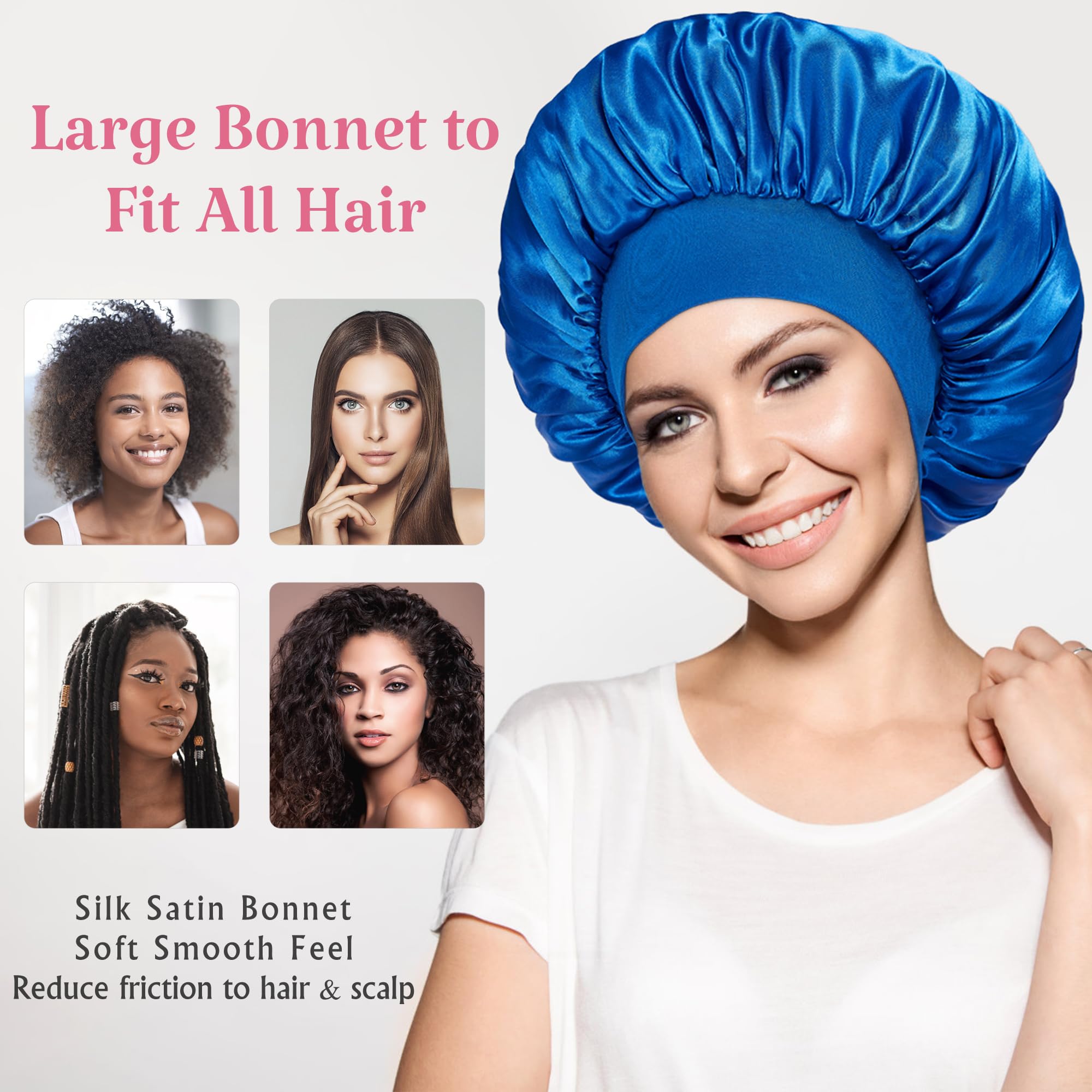Gorro satinado vidsel de uso multifuncional para baño y cuidado facial.