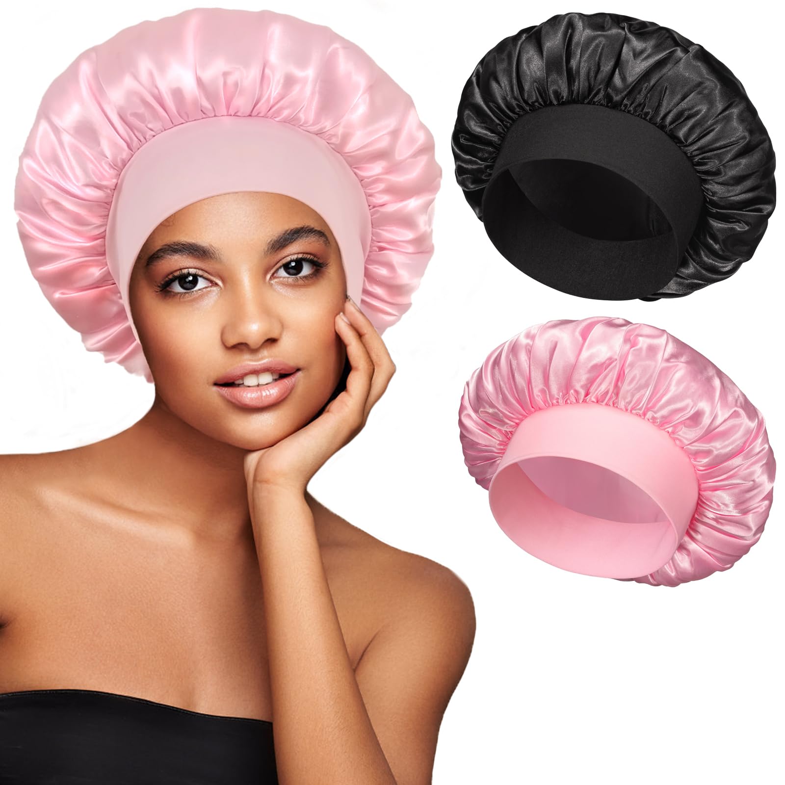 Gorro de satén vidsel, dos piezas, ideal para dormir y proteger el cabello.