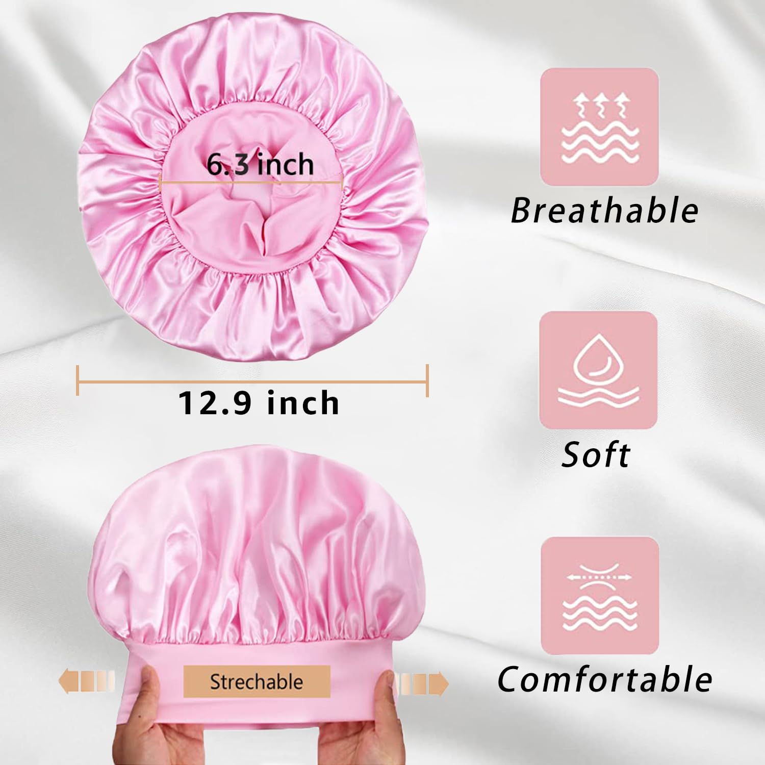 Gorro grande vidsel para todos los peinados: liso, rizado, trenzas.