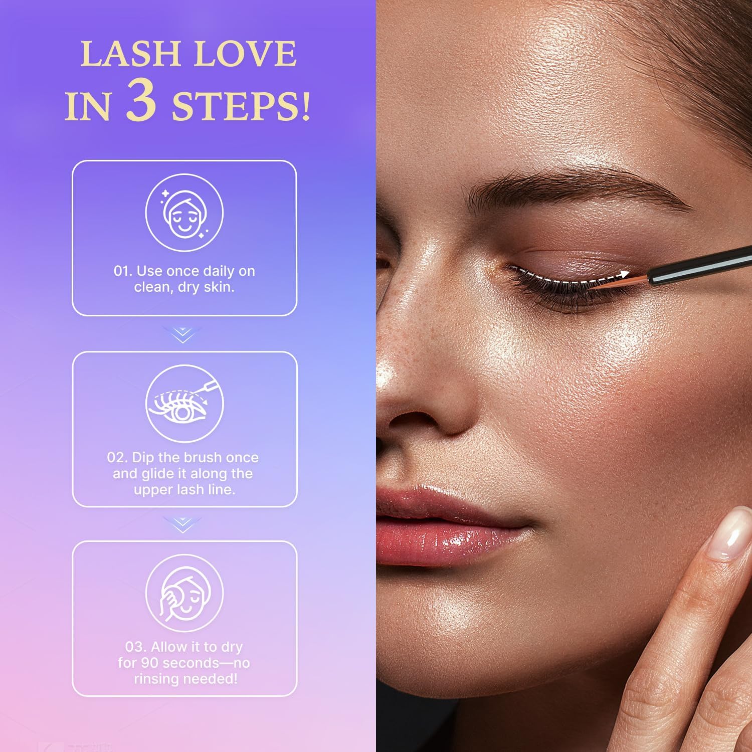 VieBeauti Lash Serum application routine for morning and evening use.
