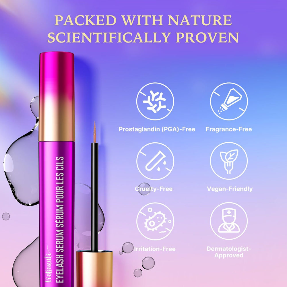 VieBeauti Lash Serum gel texture suggesting gentle, nourishing care for lashes.