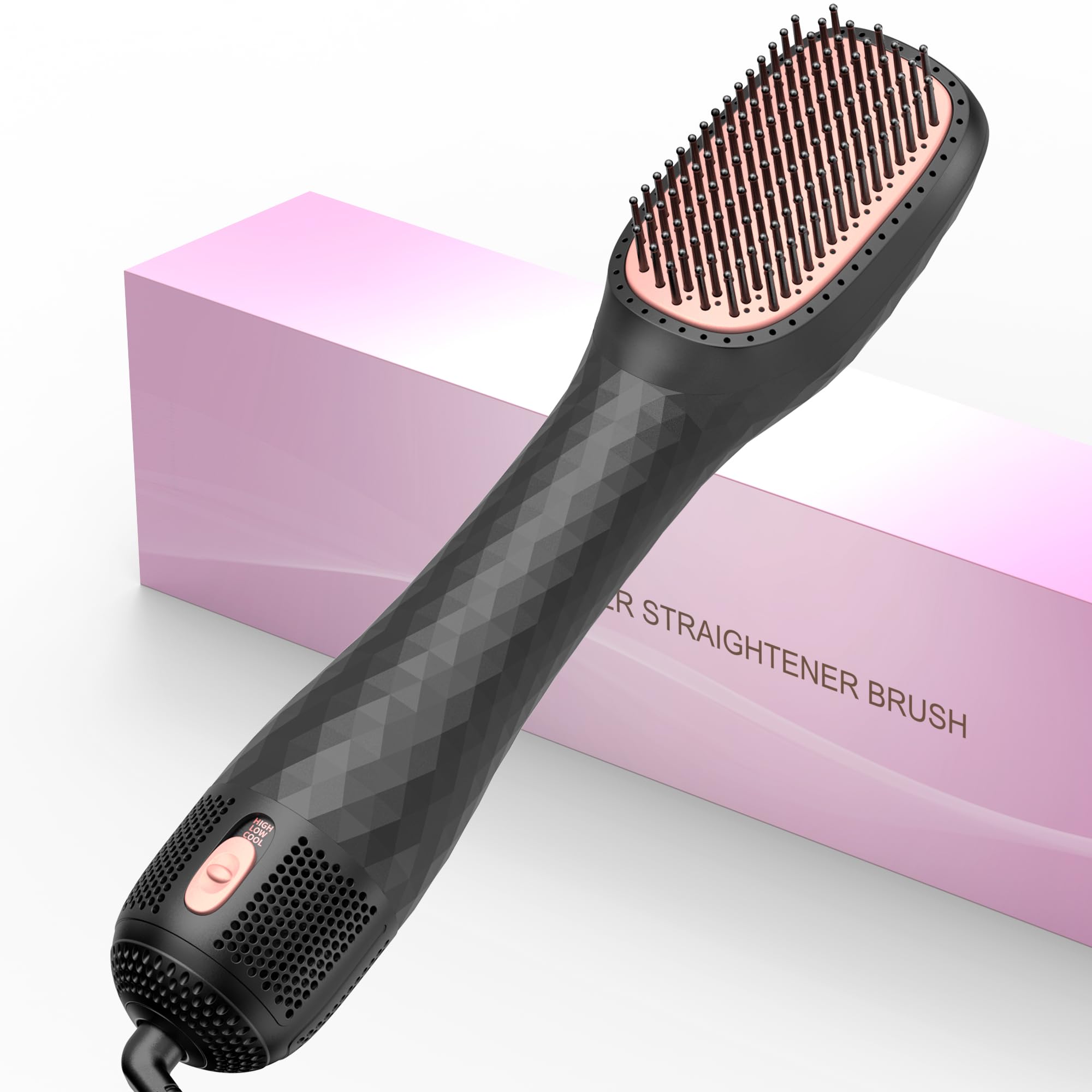 VIGNONY 3-in-1 hair dryer brush front view showing compact professional design for quick styling.
