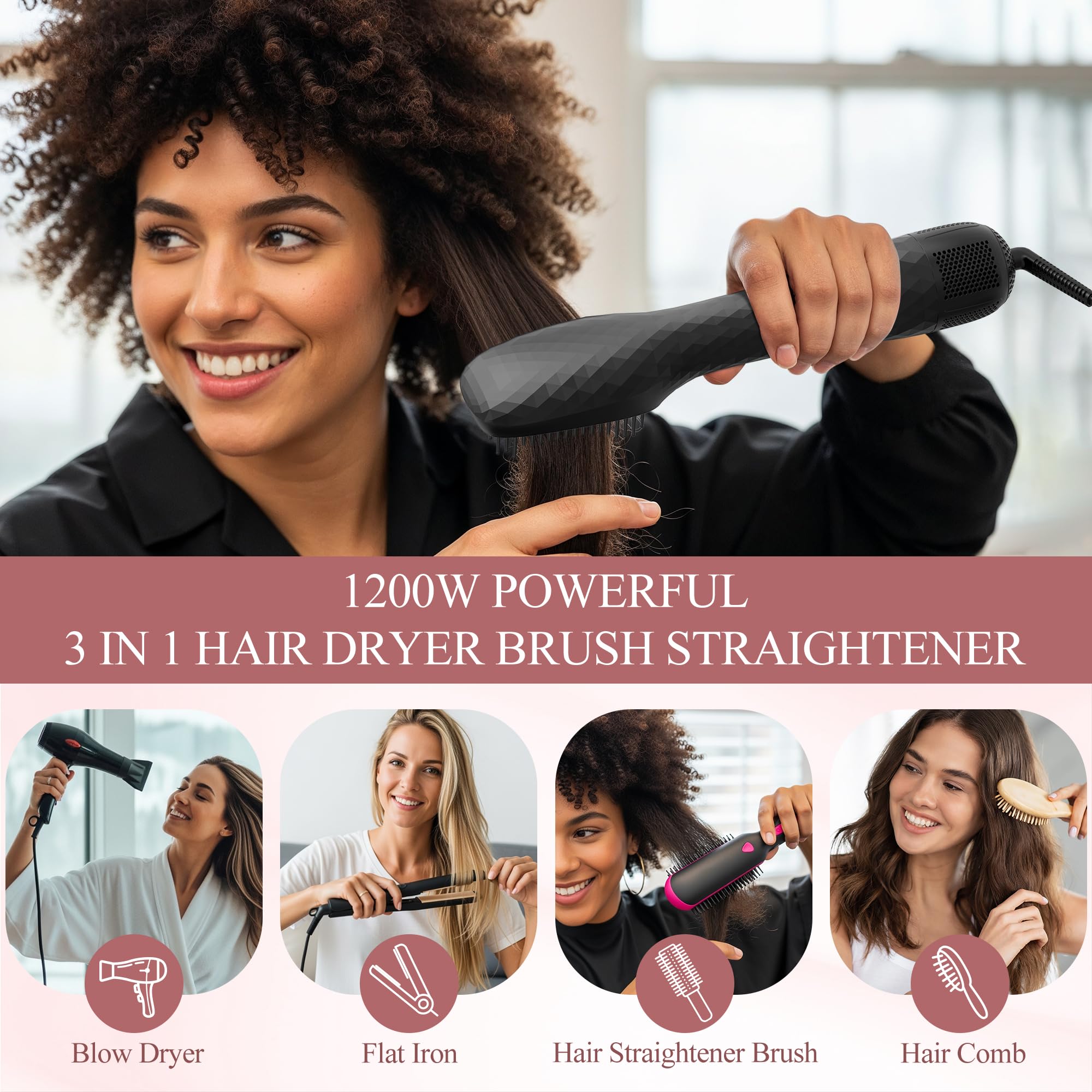 VIGNONY in-use 3-in-1 hair dryer brush delivering effortless one-step styling and drying.