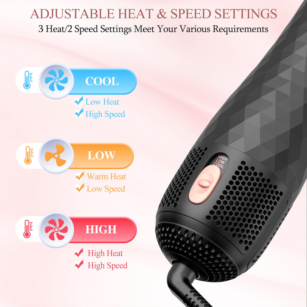 VIGNONY adjustable heat and speed settings shown for versatile styling.