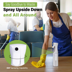 VIGOR PATH cleaning spray bottle releasing a fine mist for surfaces