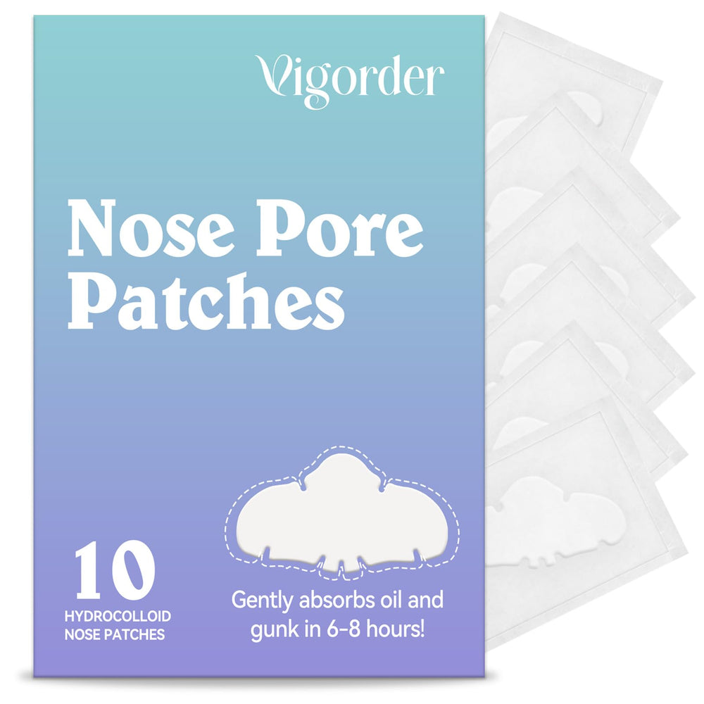 Vigorder Nose Pore Patch close-up on nose showing oil absorption