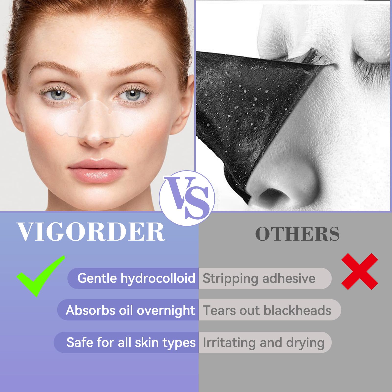Vigorder patch on nose during daily routine for oil control