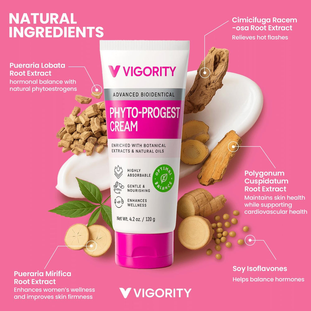 Vigority Phyto-Progest Cream creamy texture demonstrates smooth, fast absorption.