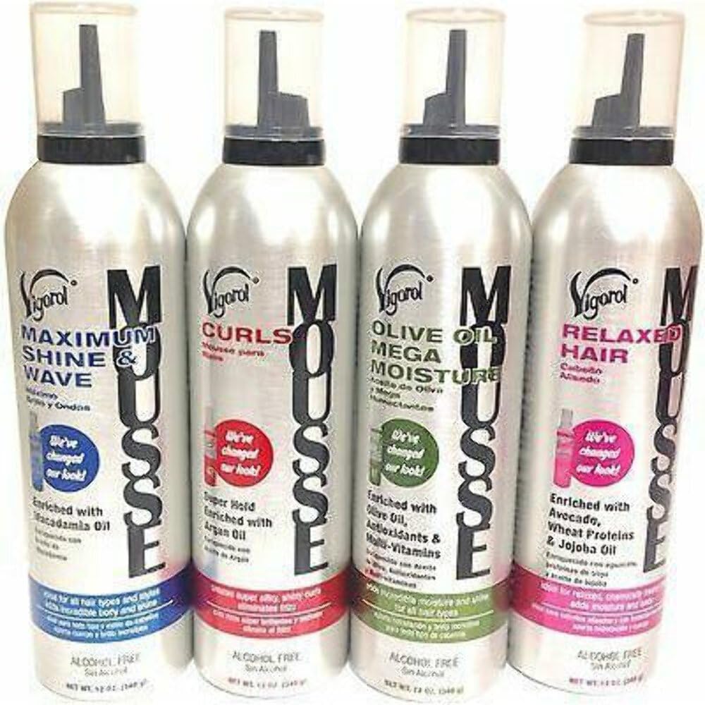 Vigorol Mousse Brillo Máximo para Ondas, rizos y ondas definidos con control del frizz.